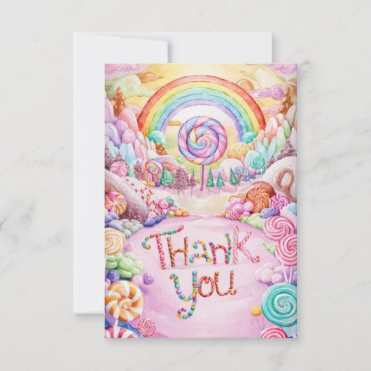 Elegant Bewerkbare Candyland bedankkaart (Voorkant)