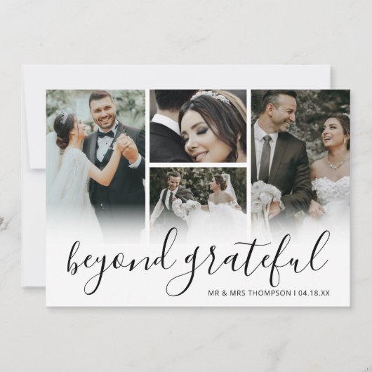 Elegant Beyond Grateful Wedding Photo Bedankkaart (Voorkant)