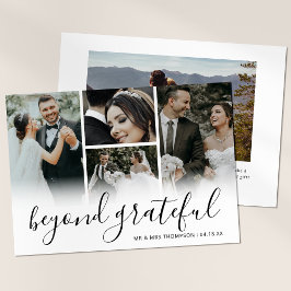 Elegant Beyond Grateful Wedding Photo Bedankkaart