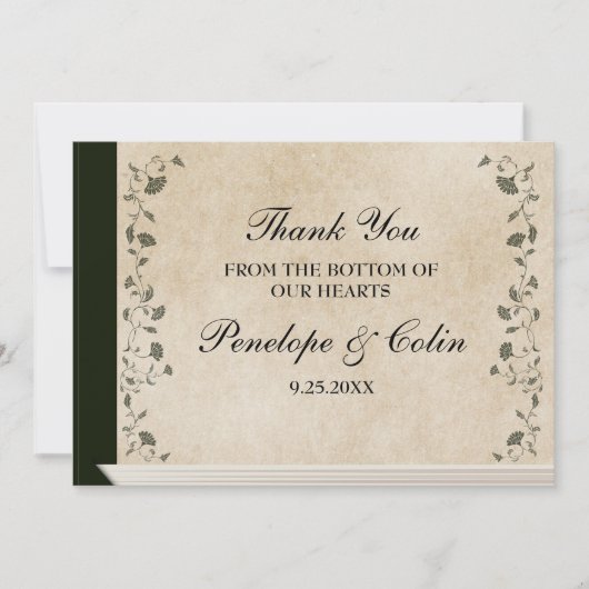 Elegant  Bibliotheek Boek Hoesje Bruiloft Bedankkaart (Voorkant)