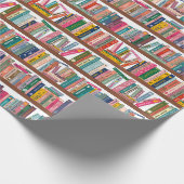 Elegant bibliotheekboekenplankpatroon cadeaupapier (Hoek)