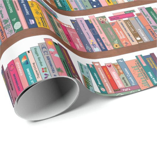 Elegant bibliotheekboekenplankpatroon cadeaupapier (Rol Hoek)