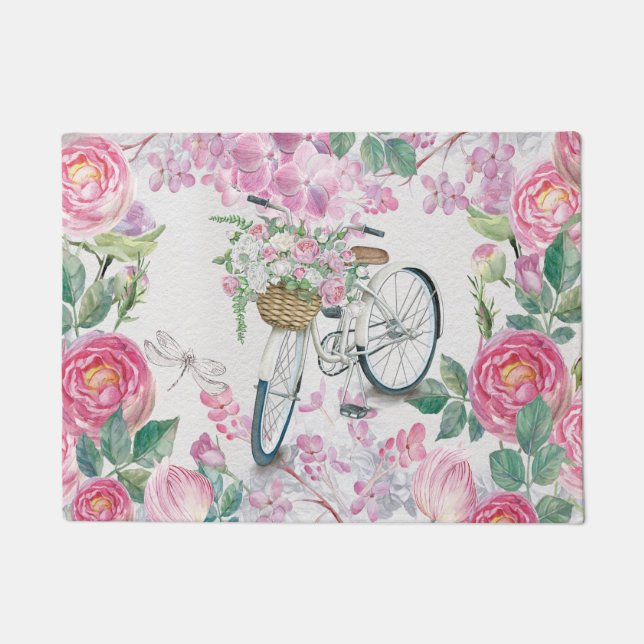 Elegant Bicycle en Flowers Deurmat (Voorkant)