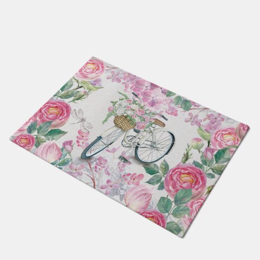 Elegant Bicycle en Flowers Deurmat (Schuin)