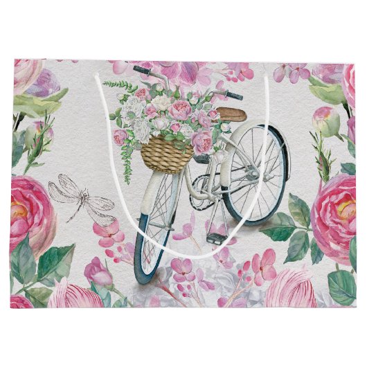 Elegant Bicycle en Flowers Groot Cadeauzakje (Achterkant)