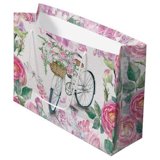 Elegant Bicycle en Flowers Groot Cadeauzakje (Voorkant Gekanteld)