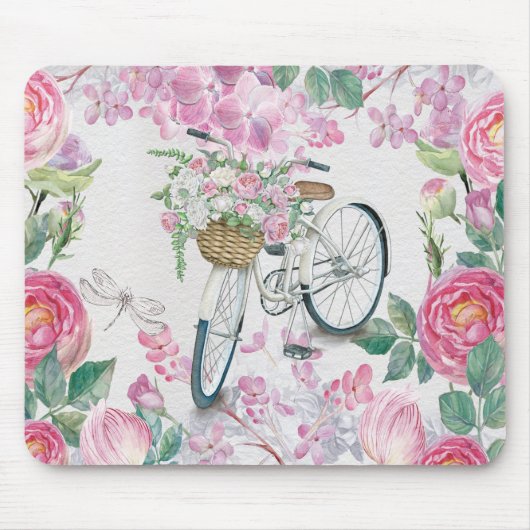 Elegant Bicycle en Flowers Muismat (Voorkant)