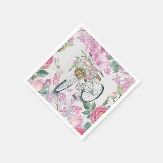 Elegant Bicycle en Flowers Servetten (Hoek)