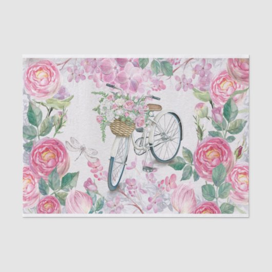 Elegant Bicycle en Flowers Tissuepapier (Voorkant)