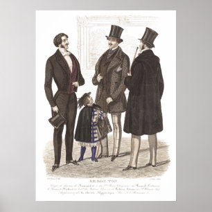 Elegant Biedermeier Gentlemen in Top Hats Poster