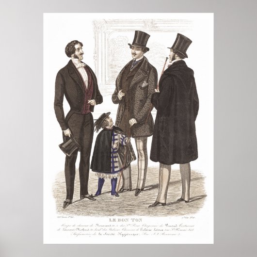 Elegant Biedermeier Gentlemen in Top Hats Poster (Voorkant)