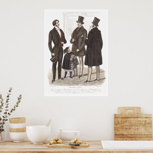 Elegant Biedermeier Gentlemen in Top Hats Poster (Keuken)