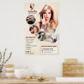 Elegant Biege Hair Stylist Salon Makeup Waxing Poster (Keuken)