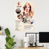 Elegant Biege Hair Stylist Salon Makeup Waxing Poster (Thuiskantoor)