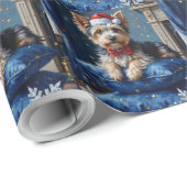 Elegant Biewer Terrier Dog Velvet Christmas Cadeaupapier (Rol Hoek)