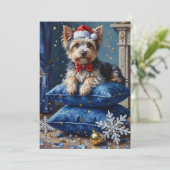 Elegant Biewer Terrier Dog Velvet Christmas Feestdagenkaart (Staand voorkant)