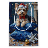 Elegant Biewer Terrier Dog Velvet Christmas Medium Cadeauzakje (Voorkant)