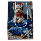 Elegant Biewer Terrier Dog Velvet Christmas Medium Cadeauzakje (Achterkant)