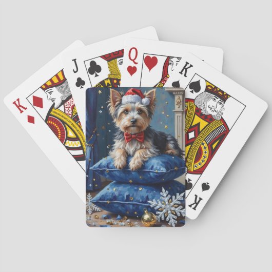 Elegant Biewer Terrier Dog Velvet Christmas Pokerkaarten (Achterkant)