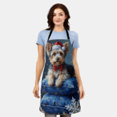 Elegant Biewer Terrier Dog Velvet Christmas Schort (Gedragen)