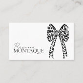 Elegant Big Black Leopard Bow Custom Chic Visitekaartje (Voorkant)