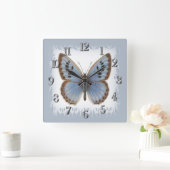 Elegant Big Blue en Beauful Butterfly Vierkante Klok (Huis)