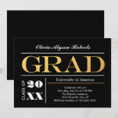 Elegant Big Golden Letters Afstuderen Uitnodiging (Voorkant / Achterkant)