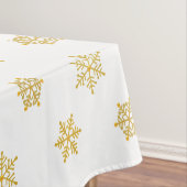 Elegant Big Golden Snowflake Pattern on White Tafelkleed (Voorbeeld)