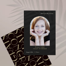 Elegant Big Type Photo Afstuderen Black