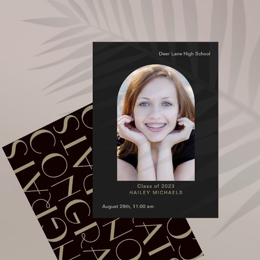 Elegant Big Type Photo Afstuderen Black Kaart