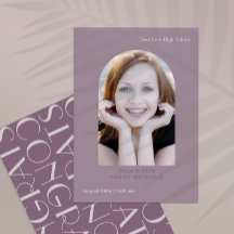 Elegant Big Type Photo Afstuderen Plum