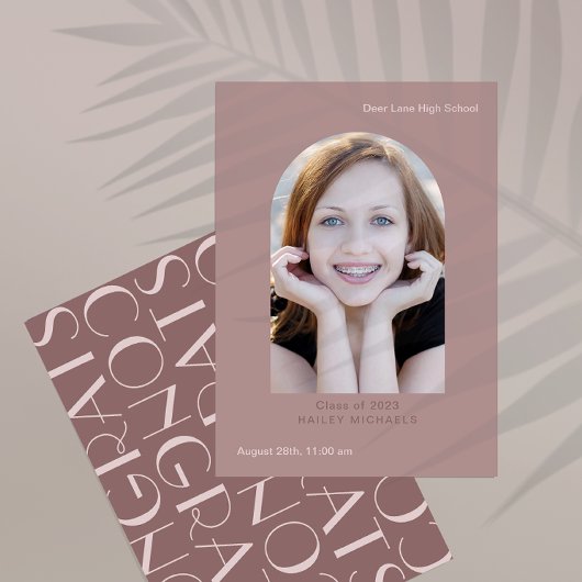 Elegant Big Type Photo Afstuderen Roos Kaart