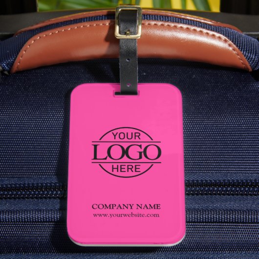 Elegant Bight Pink Business Logo Employee Travel Bagagelabel (Voorkant Insitu 2)