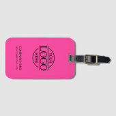 Elegant Bight Pink Business Logo Employee Travel Bagagelabel (Voorkant (horizontaal))
