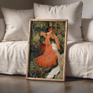 Elegant bij een bron, vintage poster