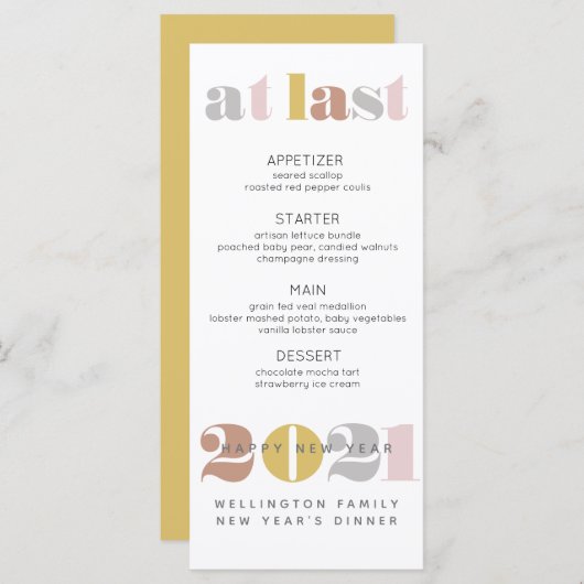Elegant bij laatste 2021 Gold Nieuwjaar Menu (Voorkant / Achterkant)