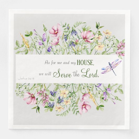 Elegant Bijbelvers Botanische Waterverf Servet (Voorkant)