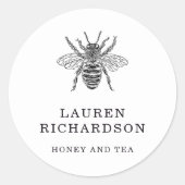 Elegant  bijen ronde sticker (Voorkant)