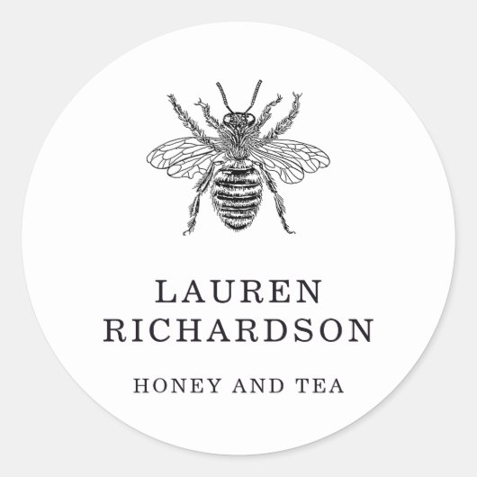 Elegant  bijen ronde sticker (Voorkant)