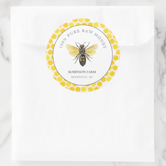 Elegant bijen ronde sticker (Tas)