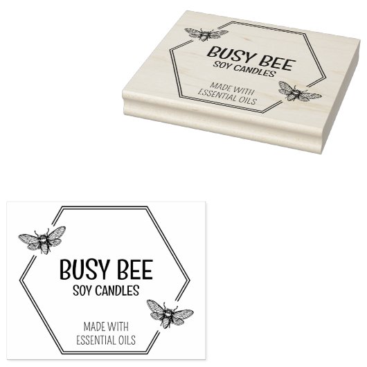 Elegant Bijenkorf Bij Logo voor Groot   Rubberstempel (Gestempeld)