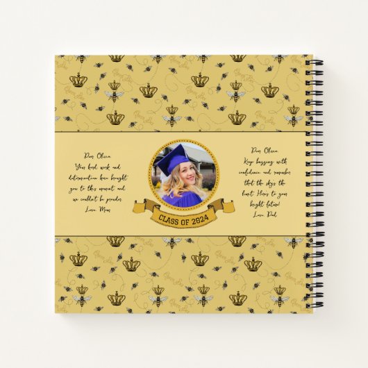 Elegant Bijenleven in Uw Reis Afstudeerder Keepsak Notitieboek (Achterkant)