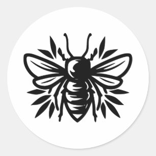 Elegant bijensilhouet in BW Ronde Sticker