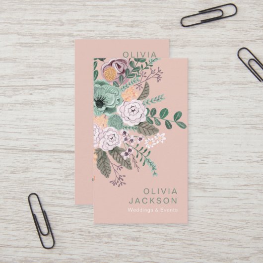 Elegant bijtende floraal visitekaartje (Voorkant / Achterkant in situ)