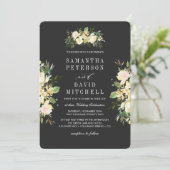 Elegant Biologisch Botanisch Ivoor Bloemen Bruilof Kaart (Staand voorkant)