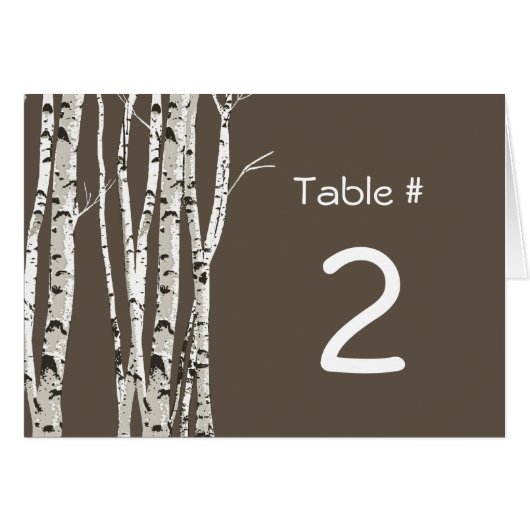 Elegant Birch Trees Wedding Table Number (Voorkant Horizontaal)