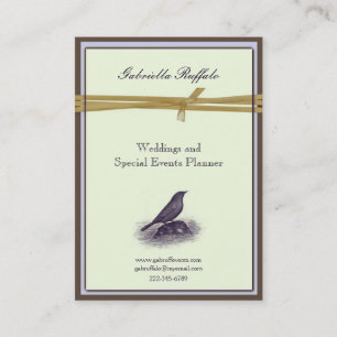 Elegant  Bird Brown Damask en Paars Visitekaartje