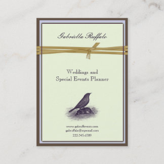 Elegant Bird Brown Damask en Paars Visitekaartje