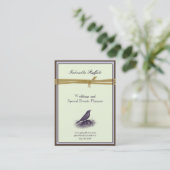 Elegant  Bird Brown Damask en Paars Visitekaartje (Staand voorkant)
