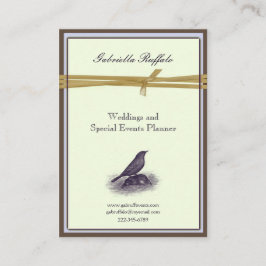 Elegant  Bird Brown Damask en Paars Visitekaartje